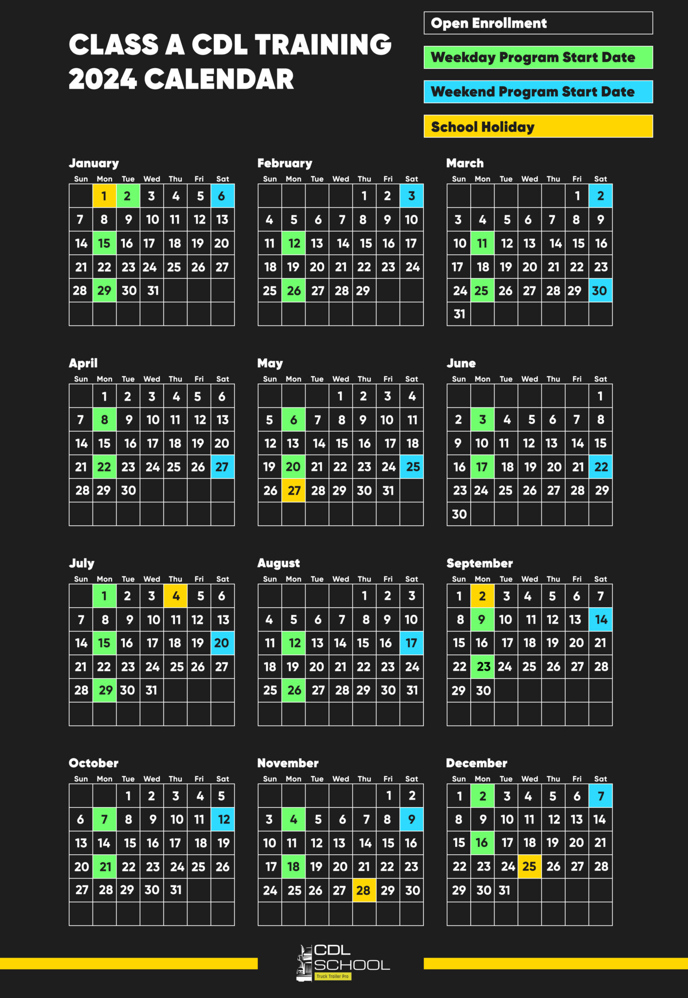 2024 Training Calendar CDL School